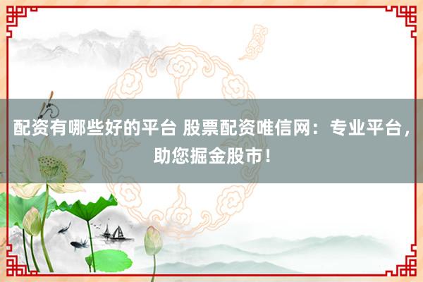 配资有哪些好的平台 股票配资唯信网：专业平台，助您掘金股市！