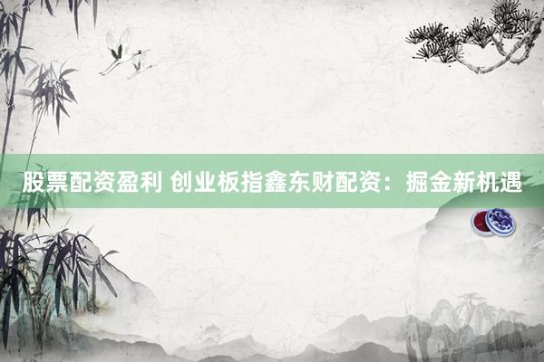 股票配资盈利 创业板指鑫东财配资：掘金新机遇