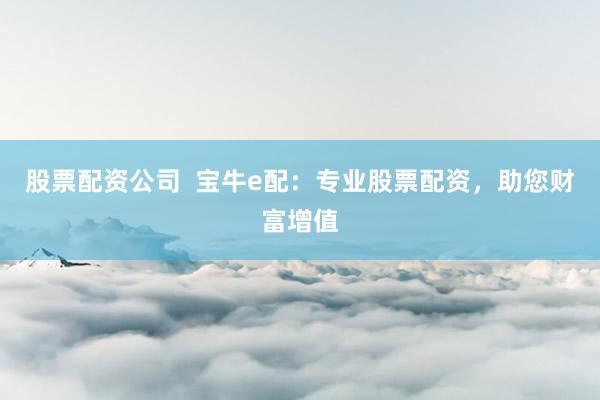 股票配资公司  宝牛e配：专业股票配资，助您财富增值