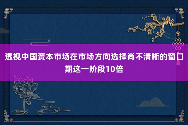 透视中国资本市场在市场方向选择尚不清晰的窗口期这一阶段10倍