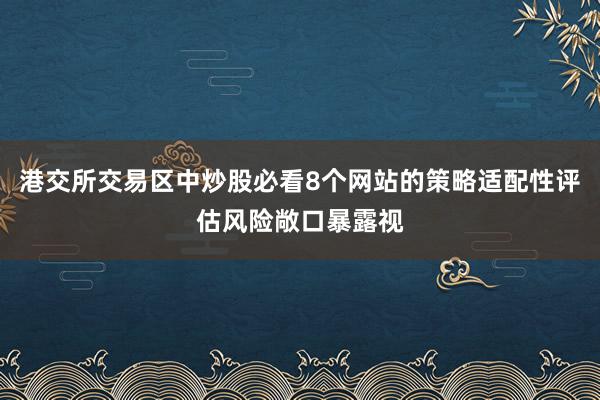 港交所交易区中炒股必看8个网站的策略适配性评估风险敞口暴露视