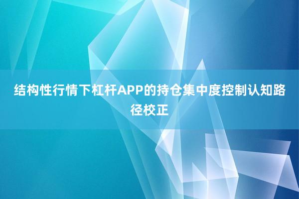 结构性行情下杠杆APP的持仓集中度控制认知路径校正