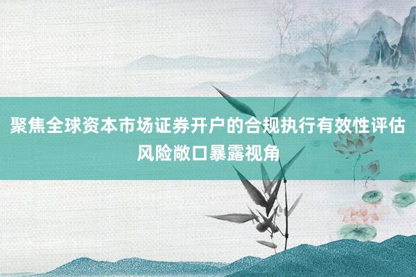 聚焦全球资本市场证券开户的合规执行有效性评估风险敞口暴露视角