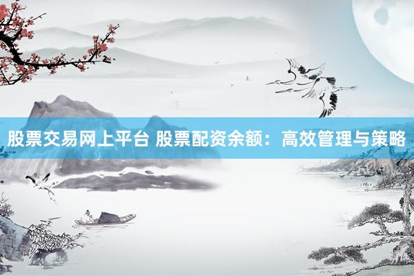 股票交易网上平台 股票配资余额：高效管理与策略