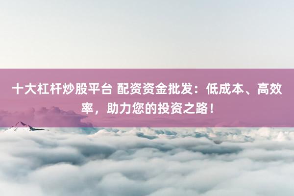 十大杠杆炒股平台 配资资金批发：低成本、高效率，助力您的投资之路！