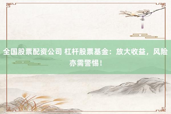 全国股票配资公司 杠杆股票基金：放大收益，风险亦需警惕！