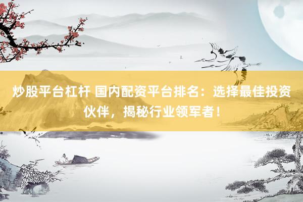 炒股平台杠杆 国内配资平台排名：选择最佳投资伙伴，揭秘行业领军者！