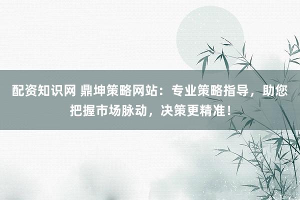 配资知识网 鼎坤策略网站:专业策略指导,助您把握市场脉动,决策更精准!