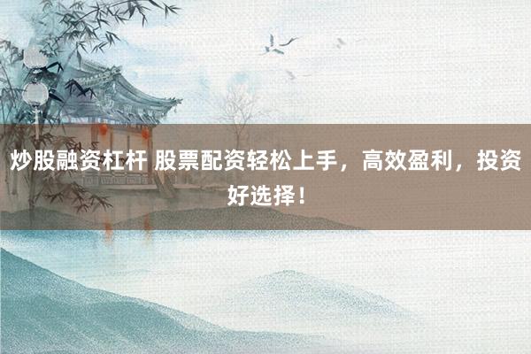 炒股融资杠杆 股票配资轻松上手，高效盈利，投资好选择！