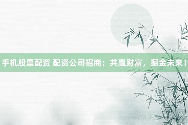 手机股票配资 配资公司招商：共赢财富，掘金未来！
