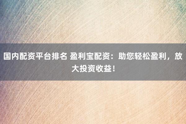 国内配资平台排名 盈利宝配资：助您轻松盈利，放大投资收益！